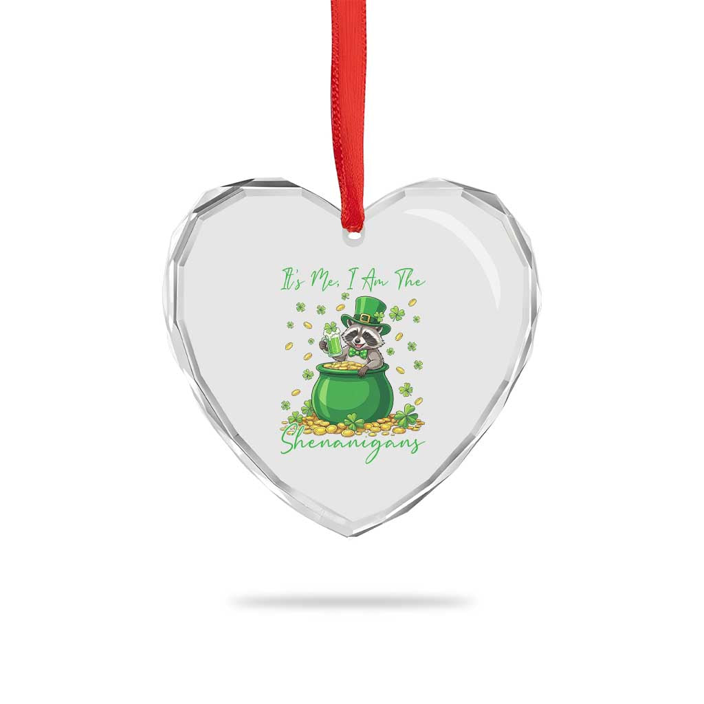 I Am The Shenanigans Heart Crystal Glass Ornament Funny Irish Raccoon TS12 Print Your Wear