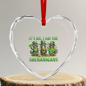 I Am The Shenanigans Heart Crystal Glass Ornament Funny Irish Raccoon St Patricks Day TS12 Transparent Glass 3'' Heart Print Your Wear