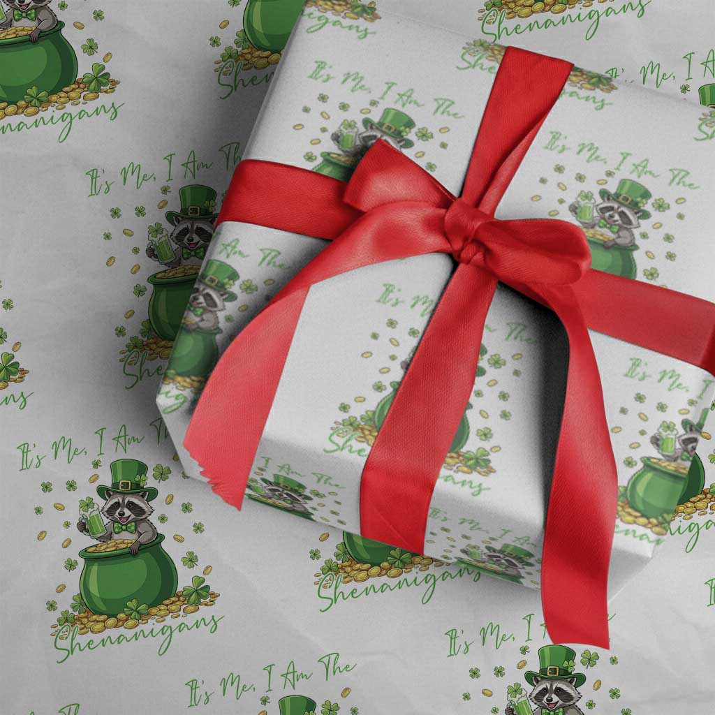 I Am The Shenanigans Wrapping Paper Roll Funny Irish Raccoon TS12 White Print Your Wear