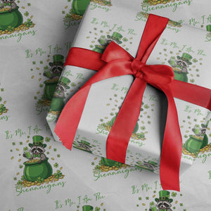 I Am The Shenanigans Wrapping Paper Roll Funny Irish Raccoon TS12 White Print Your Wear