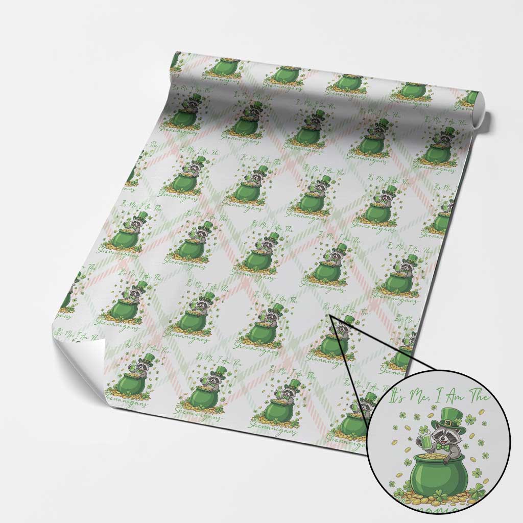 I Am The Shenanigans Wrapping Paper Roll Funny Irish Raccoon TS12 Christmas Plaid Print Your Wear