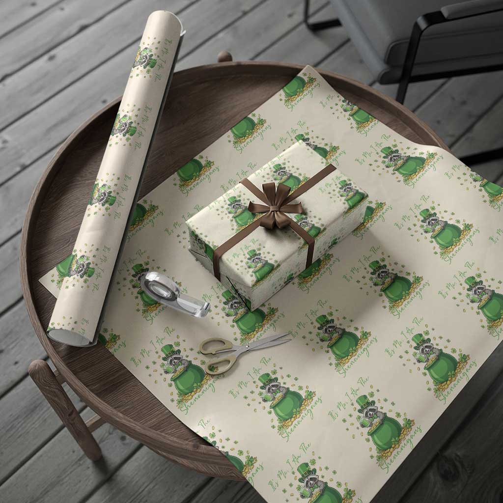 I Am The Shenanigans Wrapping Paper Roll Funny Irish Raccoon TS12 Beige Print Your Wear