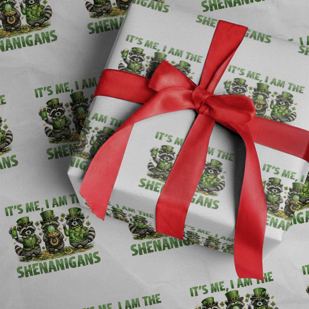 I Am The Shenanigans Wrapping Paper Roll Funny Irish Raccoon St Patricks Day TS12 White Print Your Wear