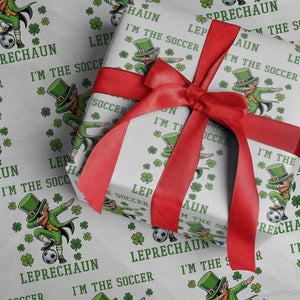 I Am The Soccer Leprechaun Wrapping Paper Roll Funny Irish Soccer TS12 White Print Your Wear