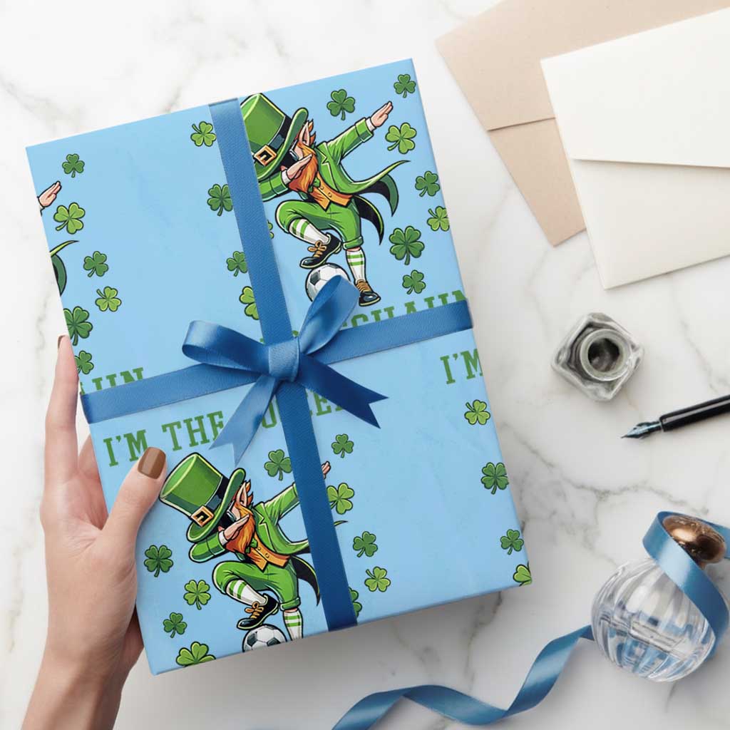 I Am The Soccer Leprechaun Wrapping Paper Roll Funny Irish Soccer TS12 Light Blue Print Your Wear