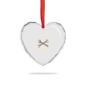 I Am The Warranty Funny Mechanic Heart Crystal Glass Ornament Race Car Parts Repair Guy Vintage American Flag
