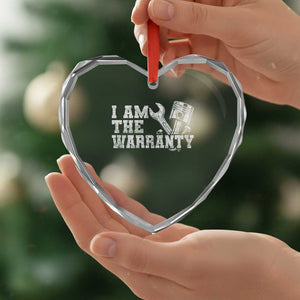 I Am The Warranty Heart Crystal Glass Ornament Race Car Parts Repair Guy Funny Mechanic