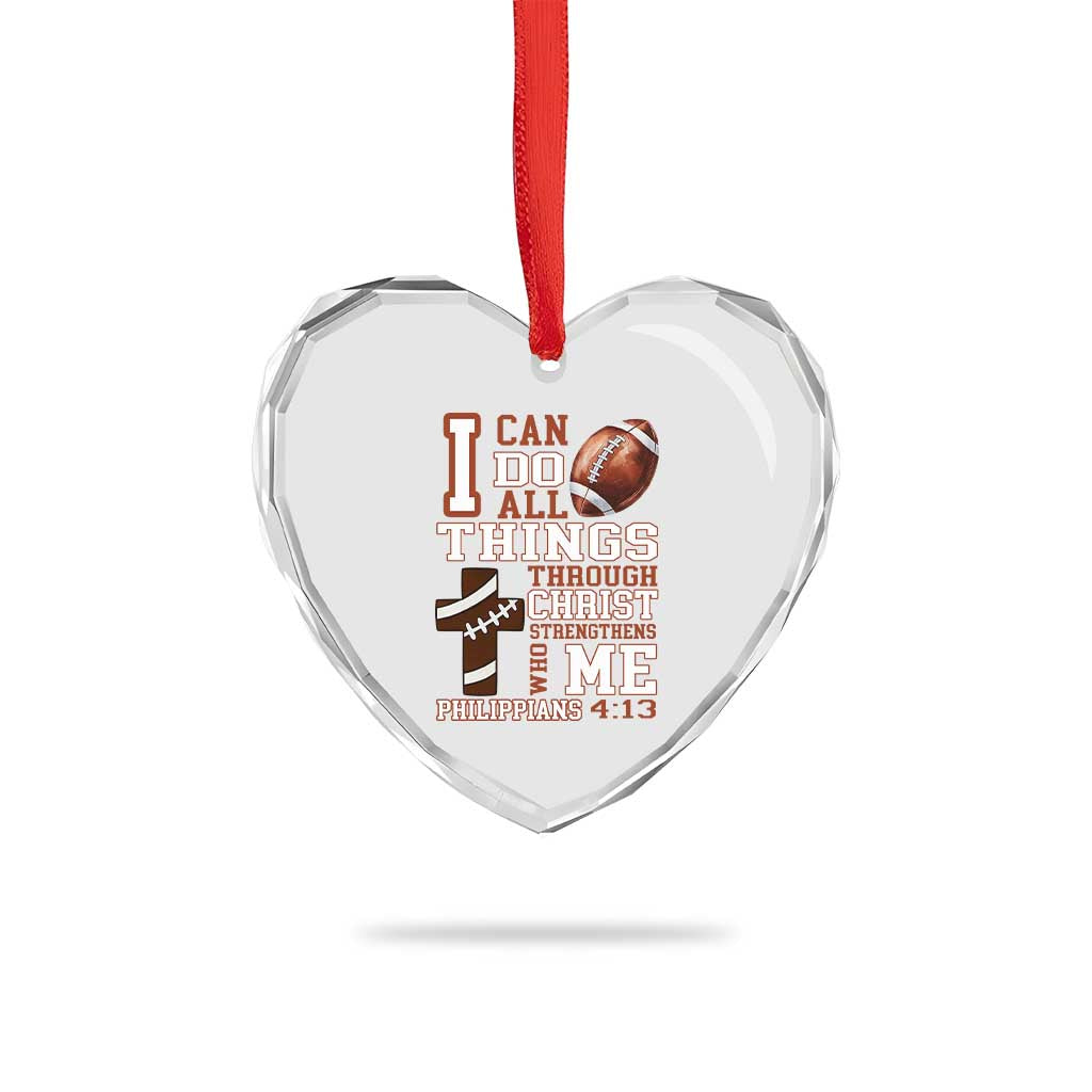 I Can Do All Things Through Christ Heart Crystal Glass Ornament Christian Football Athlete Gift TS12 Print Your Wear