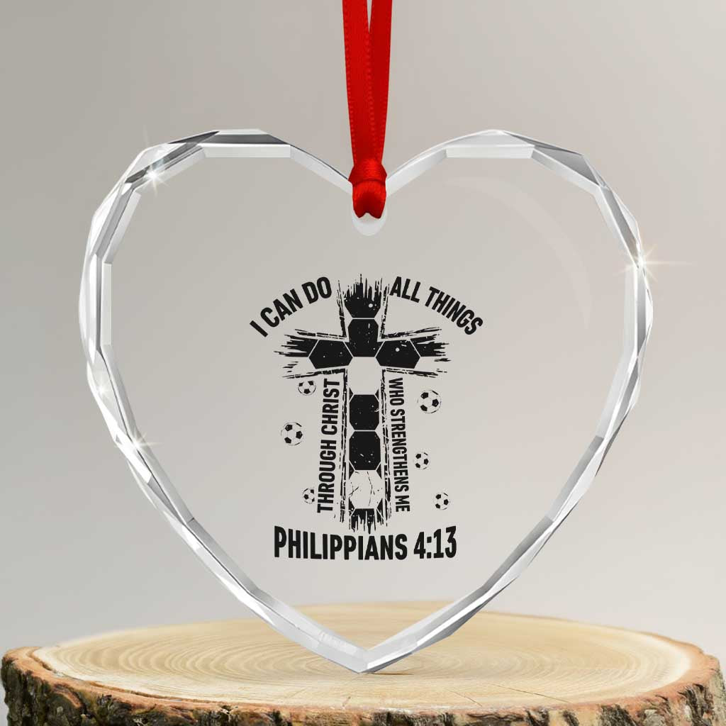 I Can Do All Things Through Christ Heart Crystal Glass Ornament Christian Soccer Faith TS12 Transparent Glass 3'' Heart Print Your Wear