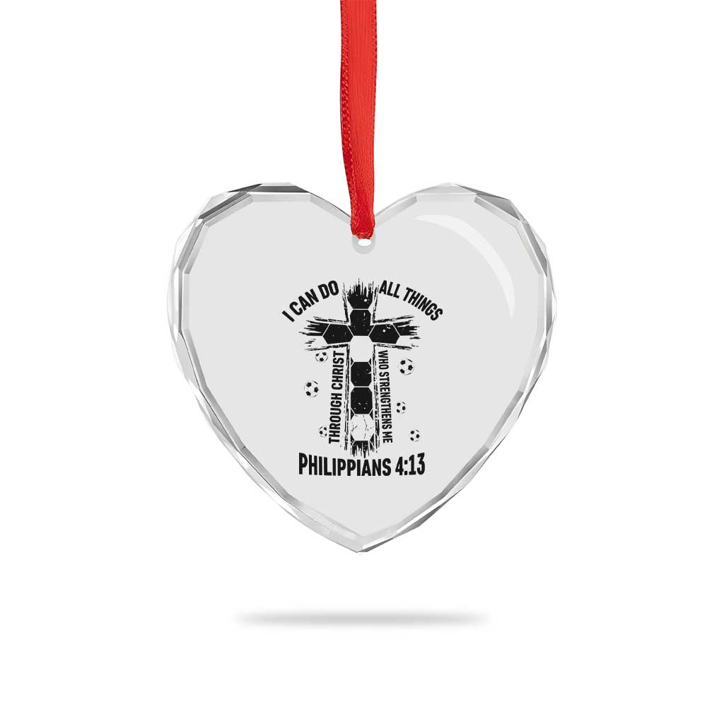 I Can Do All Things Through Christ Heart Crystal Glass Ornament Christian Soccer Faith TS12 Print Your Wear