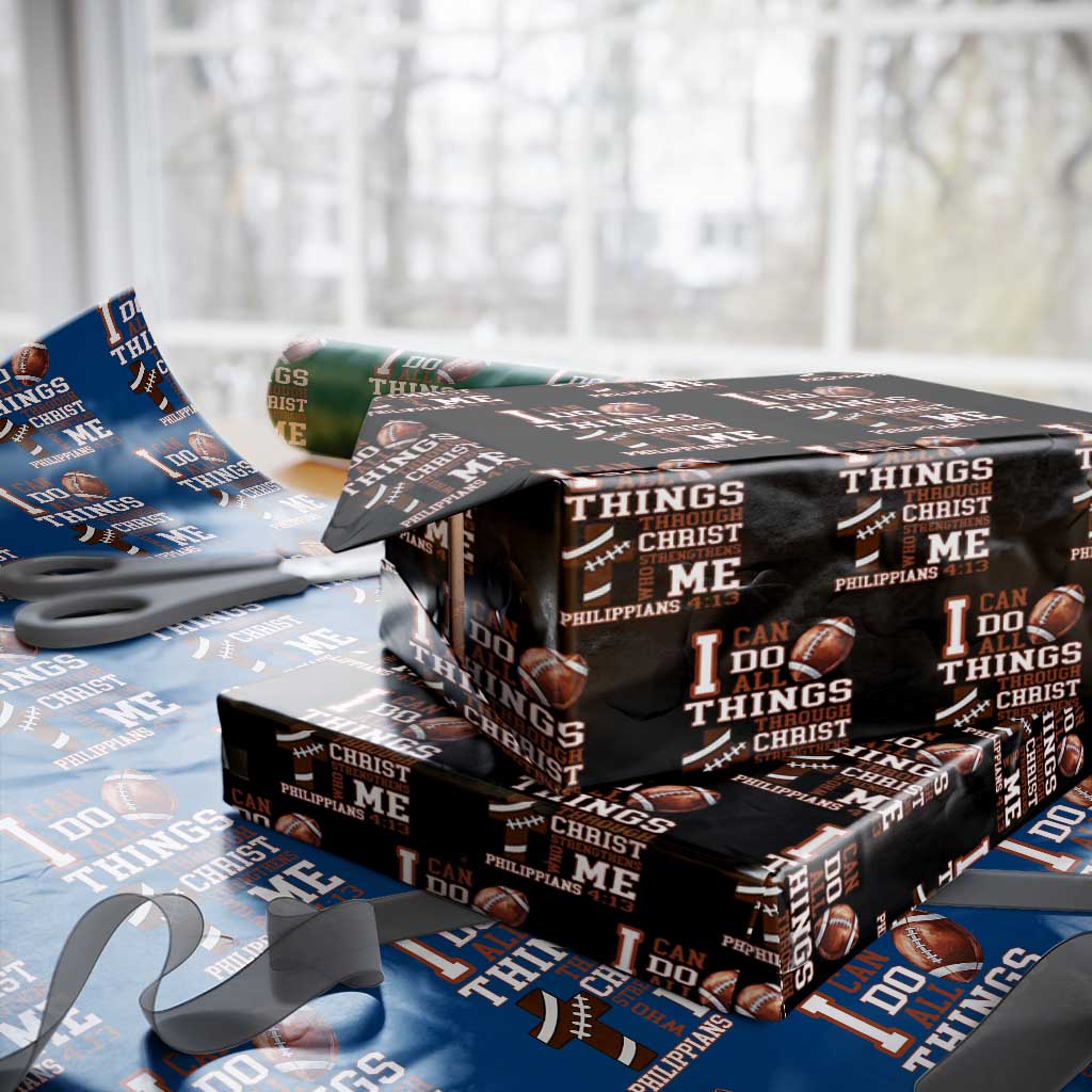 I Can Do All Things Through Christ Wrapping Paper Roll Christian Football Athlete Gift TS12 Black Print Your Wear