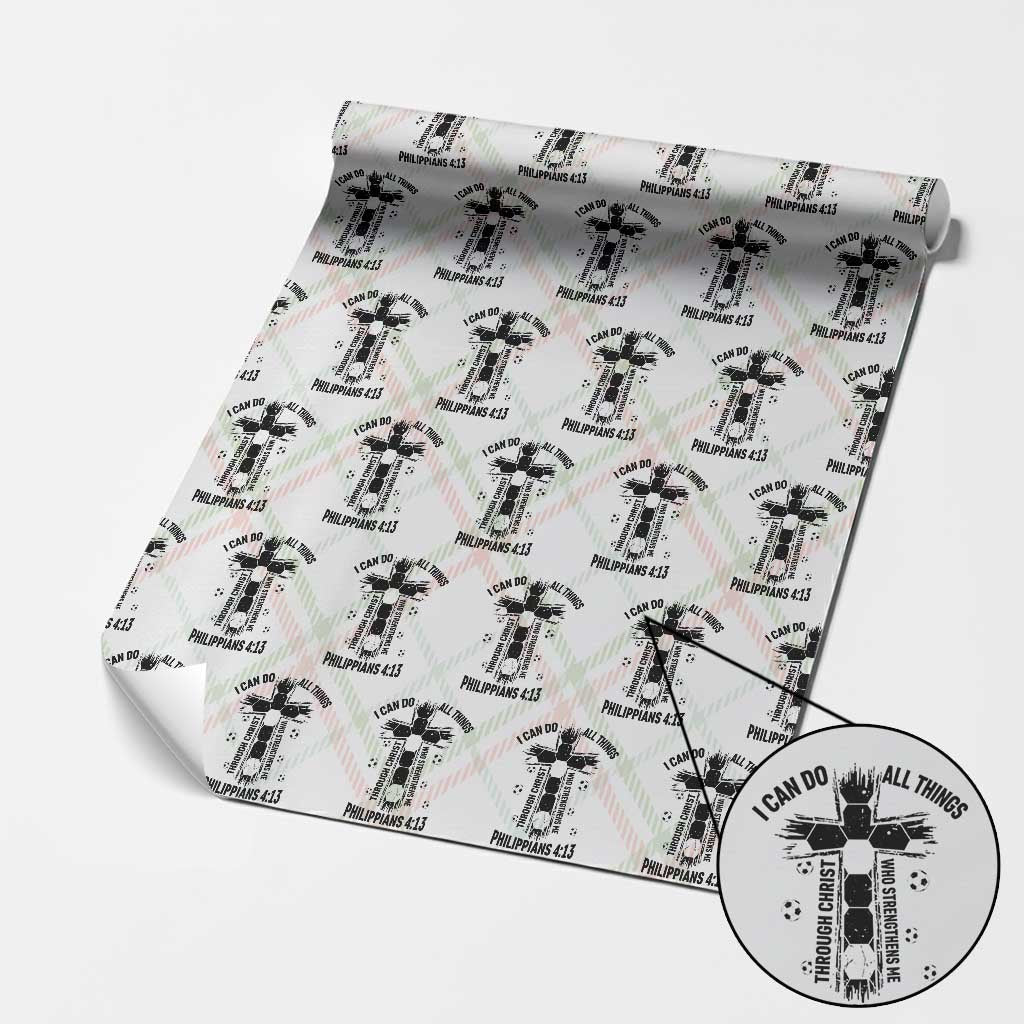 I Can Do All Things Through Christ Wrapping Paper Roll Christian Soccer Faith TS12 Christmas Plaid Print Your Wear