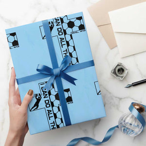 I Can Do All Things Through Soccer Christian Faith Gift Wrapping Paper Roll TS12 Light Blue Print Your Wear