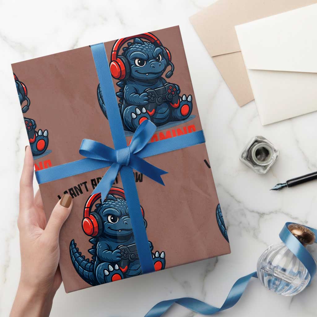 I Cant Adult Now Im Gaming Wrapping Paper Roll Funny Monster Playing Video Game TS12 Mocha Print Your Wear