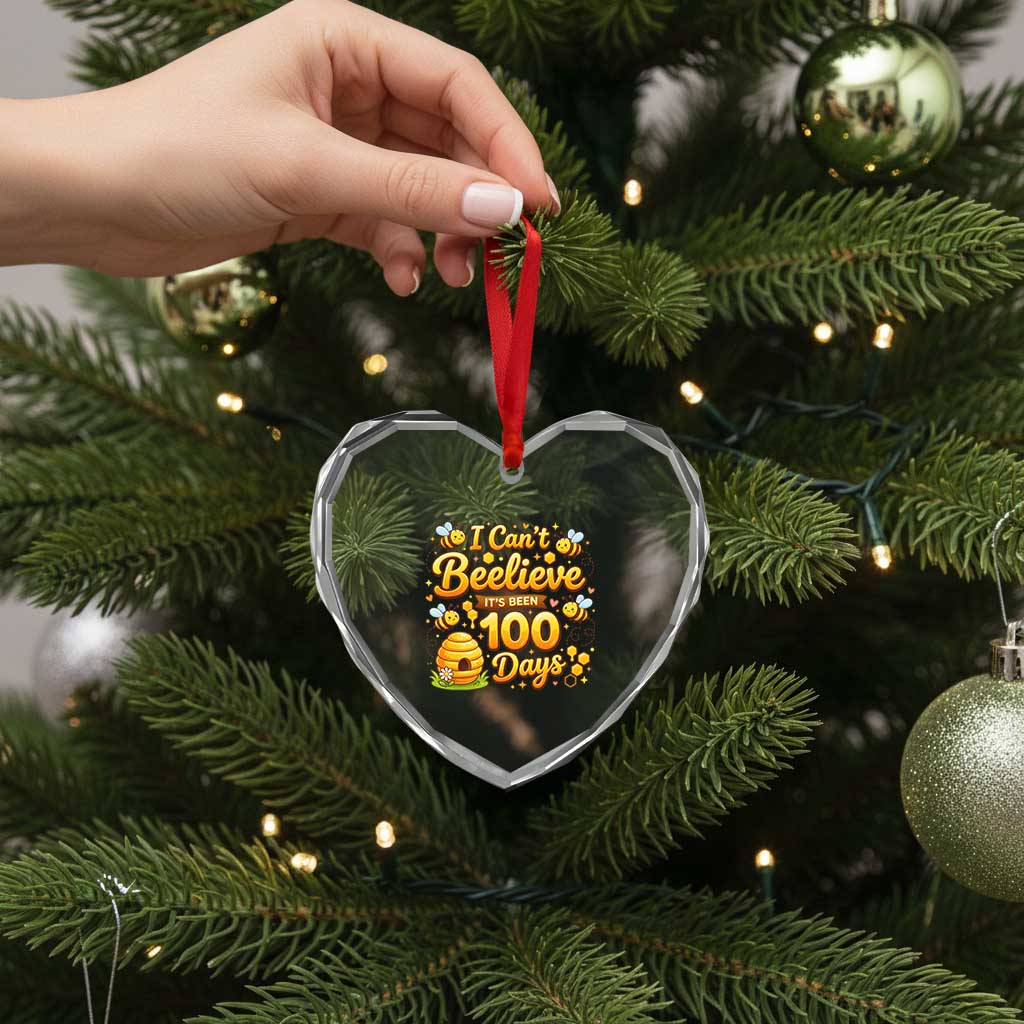 I Can't Believe It's Been 100 Days of School Cute Bee Heart Crystal Glass Ornament TS02 Print Your Wear