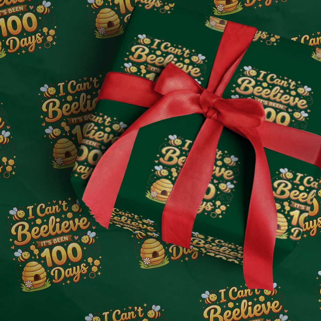 I Can't Believe It's Been 100 Days of School Cute Bee Wrapping Paper Roll TS02 Green Print Your Wear
