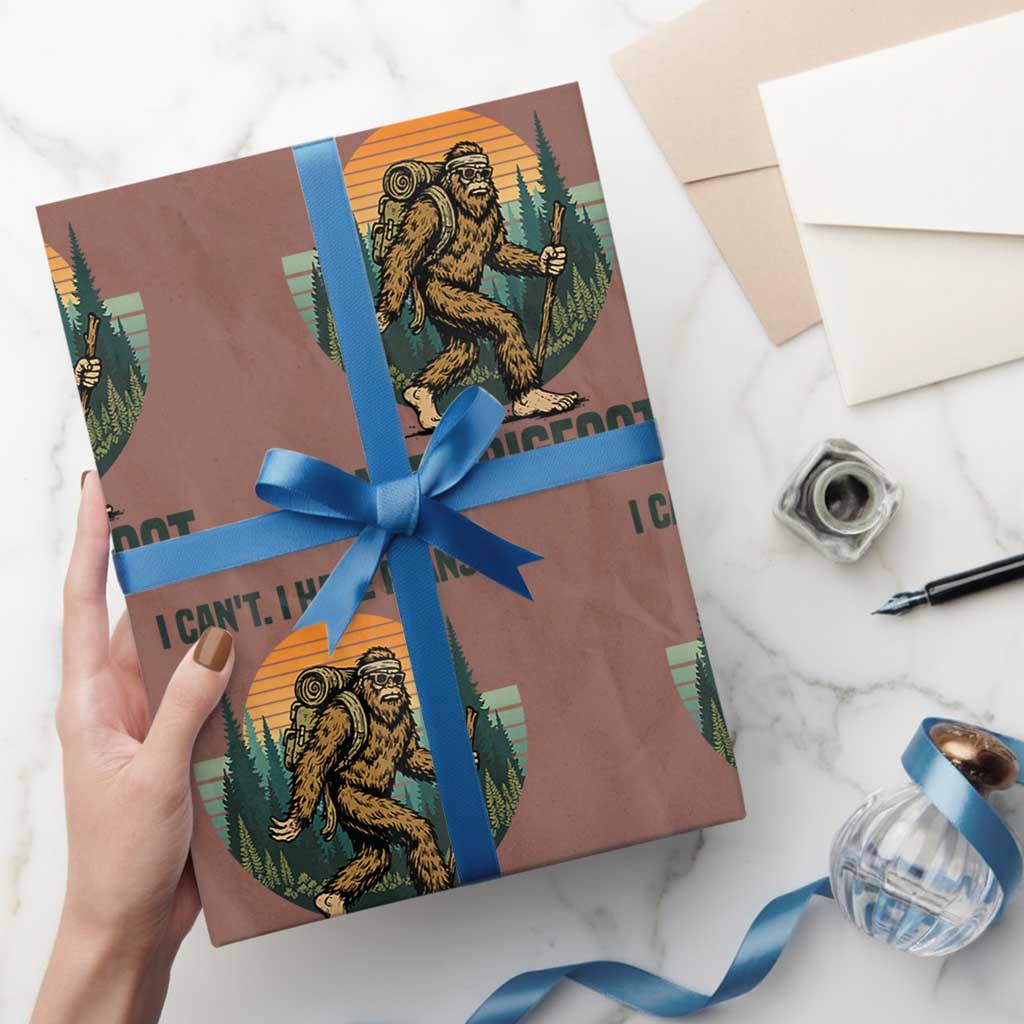 I Cant I Have Plans With Bigfoot Wrapping Paper Roll Funny Cryptid Lover Gift TS12 Mocha Print Your Wear