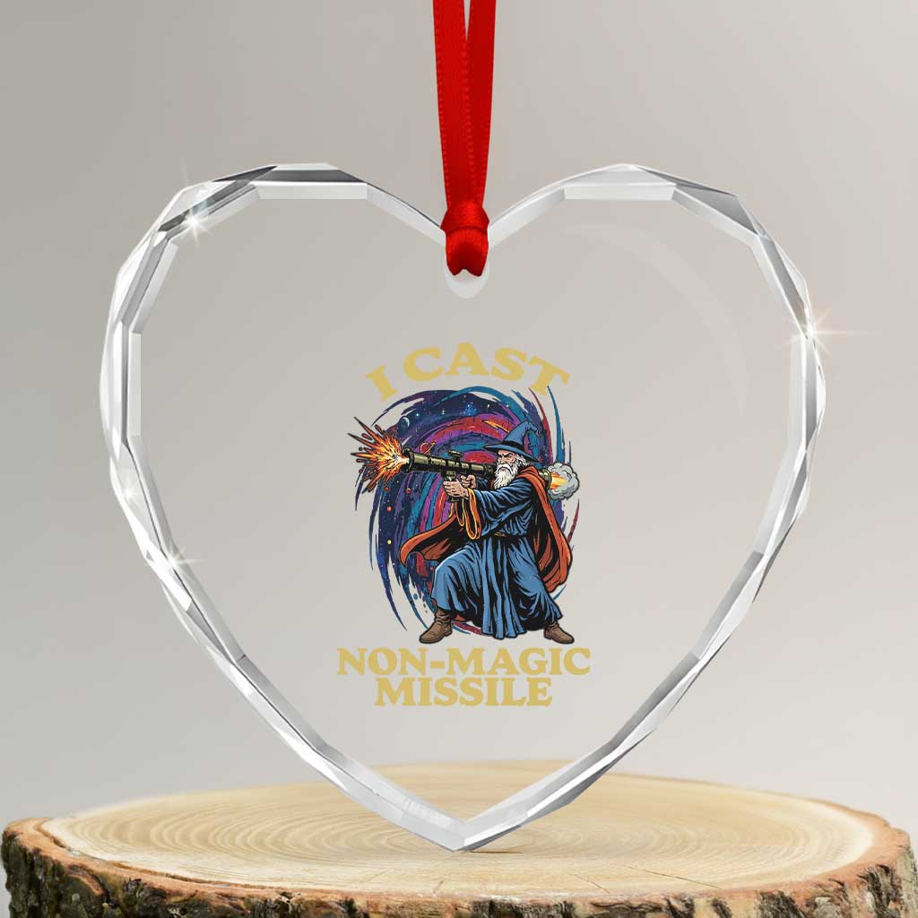 I Cast Non-Magic Missile Funny Wizard Parody Meme Heart Crystal Glass Ornament TS10 Transparent Glass 3'' Heart Print Your Wear