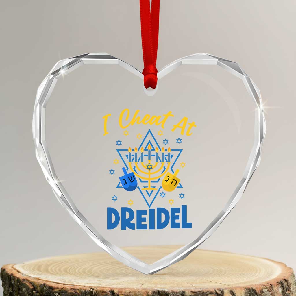 I Cheat At Dreidel Heart Crystal Glass Ornament Funny Hanukkah Jewish Gift TS12 Transparent Glass 3'' Heart Print Your Wear