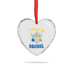 I Cheat At Dreidel Heart Crystal Glass Ornament Funny Hanukkah Jewish Gift TS12 Print Your Wear