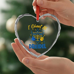 I Cheat At Dreidel Heart Crystal Glass Ornament Funny Hanukkah Jewish Gift TS12 Print Your Wear