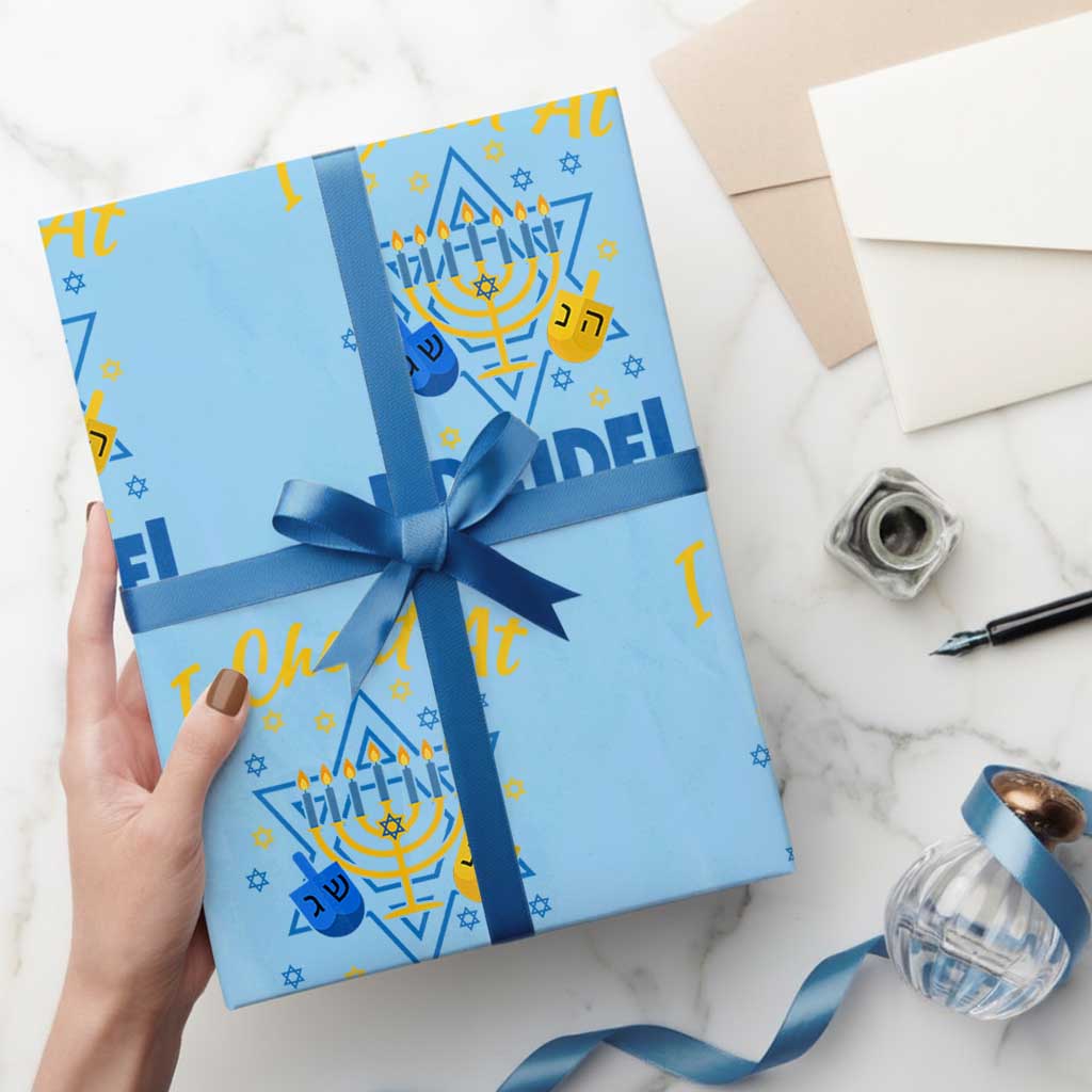 I Cheat At Dreidel Wrapping Paper Roll Funny Hanukkah Jewish Gift TS12 Light Blue Print Your Wear