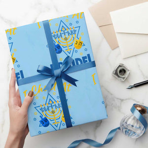 I Cheat At Dreidel Wrapping Paper Roll Funny Hanukkah Jewish Gift TS12 Light Blue Print Your Wear