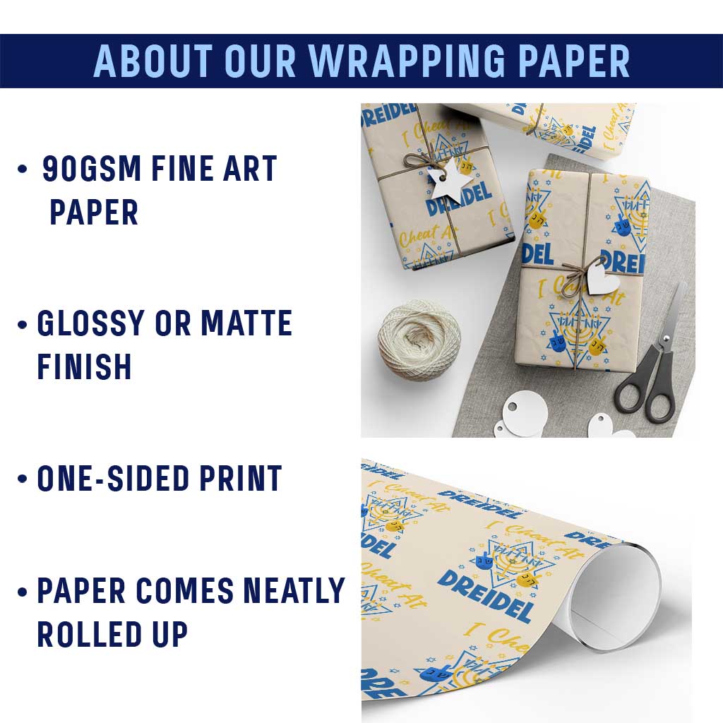 I Cheat At Dreidel Wrapping Paper Roll Funny Hanukkah Jewish Gift TS12 Print Your Wear