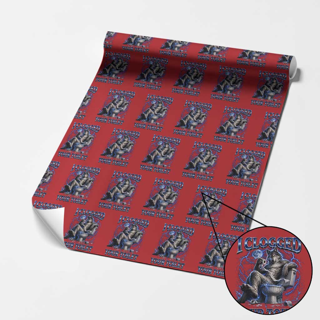 I Clogged Your Toilet Alpha Wolf Meme Wrapping Paper Roll Funny Unhinged Stupid Brainrot
