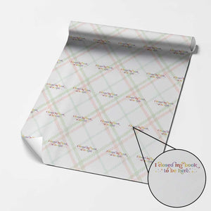 I Closed My Book to Be Here Wrapping Paper Roll TS10 Christmas Plaid Print Your Wear