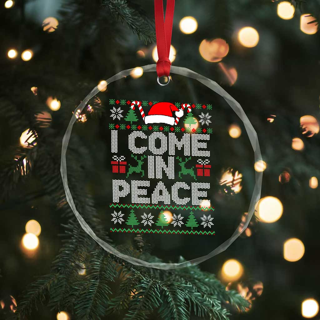 I Come In Peace Funny Christmas Matching Couple Crystal Glass Ornament Offensive Adult Humor Festive Holiday TS02 Print Your Wear