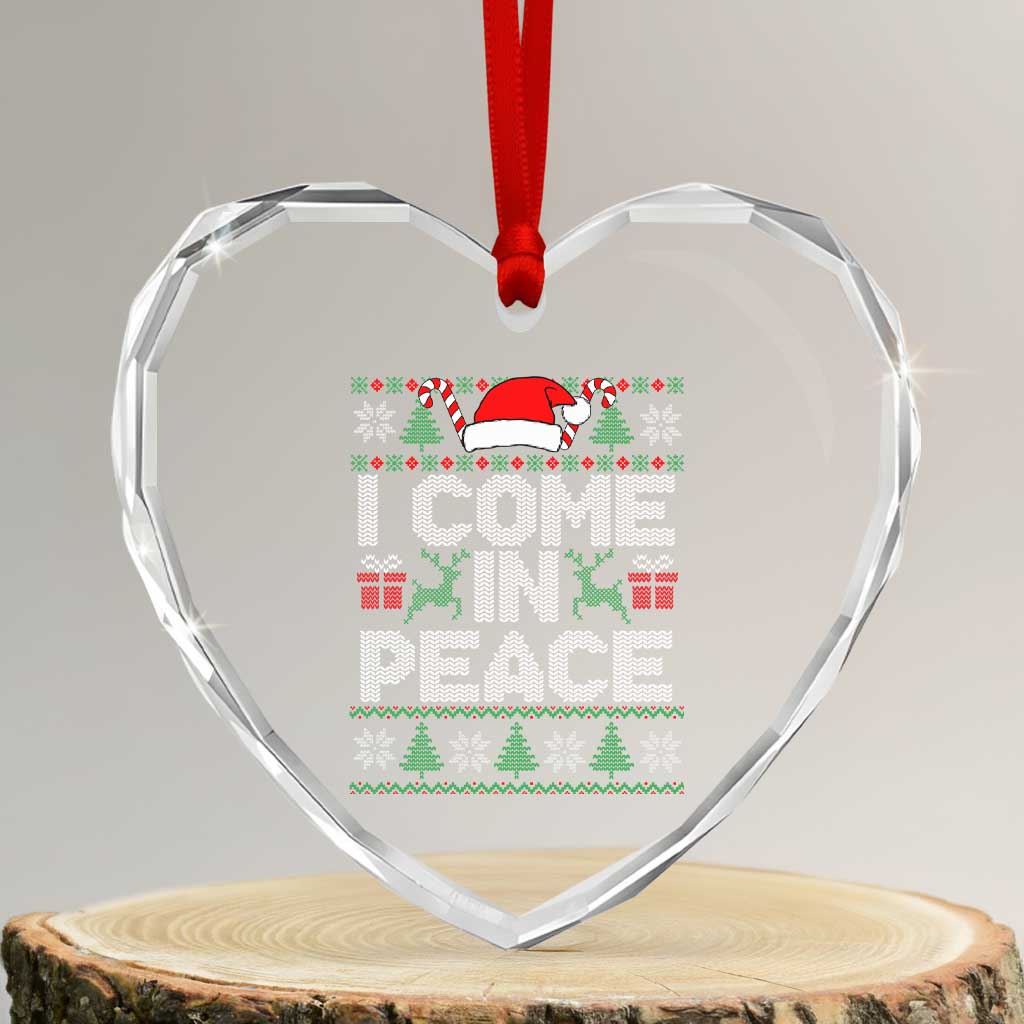 I Come In Peace Funny Christmas Matching Couple Heart Crystal Glass Ornament Offensive Adult Humor Festive Holiday TS02 Transparent Glass 3'' Heart Print Your Wear
