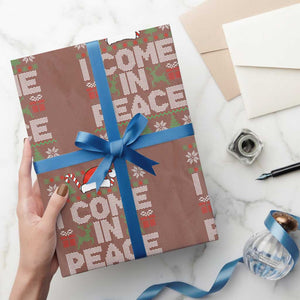 I Come In Peace Funny Christmas Matching Couple Wrapping Paper Roll Offensive Adult Humor Festive Holiday TS02 Mocha Print Your Wear