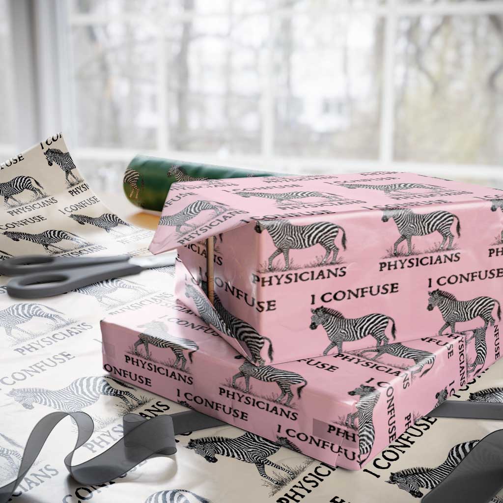 I Confuse Physicians Rare Disease Awareness Wrapping Paper Roll Funny Zebra TS11 Light Pink Print Your Wear