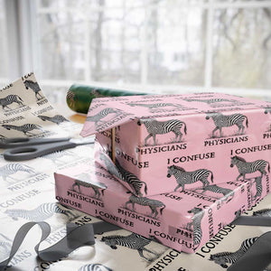 I Confuse Physicians Rare Disease Awareness Wrapping Paper Roll Funny Zebra TS11 Light Pink Print Your Wear