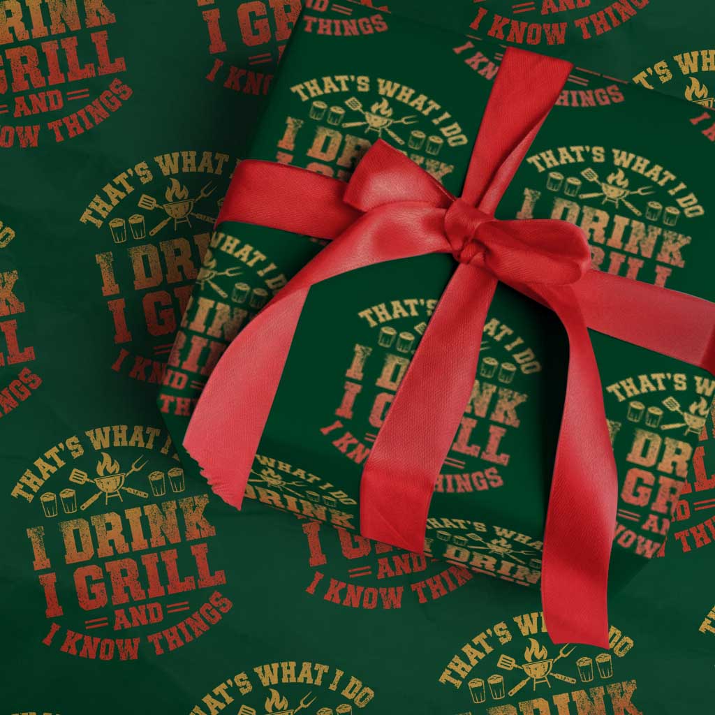 I Drink I Grill Wrapping Paper Roll Funny Bbq Grilling Barbecue Beer Lovers TS10 Green Print Your Wear