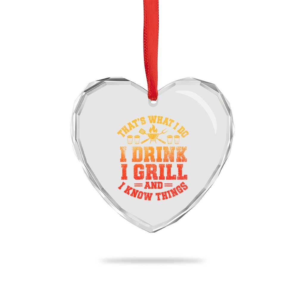 I Drink I Grill Heart Crystal Glass Ornament Funny Bbq Grilling Barbecue Beer Lovers TS10 Print Your Wear