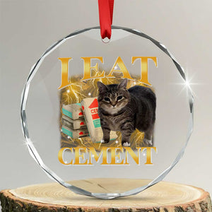 I Eat Cement Cat Meme Crystal Glass Ornament Funny Internet Memes Bootleg Cursed Cat Lovers - Print Your Wear