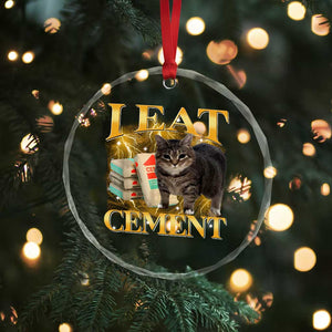 I Eat Cement Cat Meme Crystal Glass Ornament Funny Internet Memes Bootleg Cursed Cat Lovers - Print Your Wear