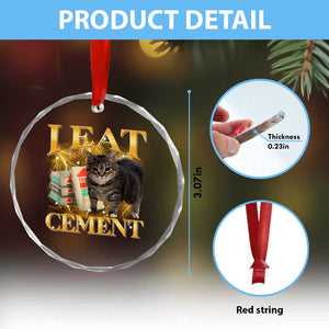 I Eat Cement Cat Meme Crystal Glass Ornament Funny Internet Memes Bootleg Cursed Cat Lovers - Print Your Wear