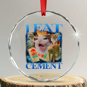 I Eat Cement Cursed Cat Crystal Glass Ornament Funny Cat Meme Ironic TS10 Transparent Glass 3'' Circle Print Your Wear