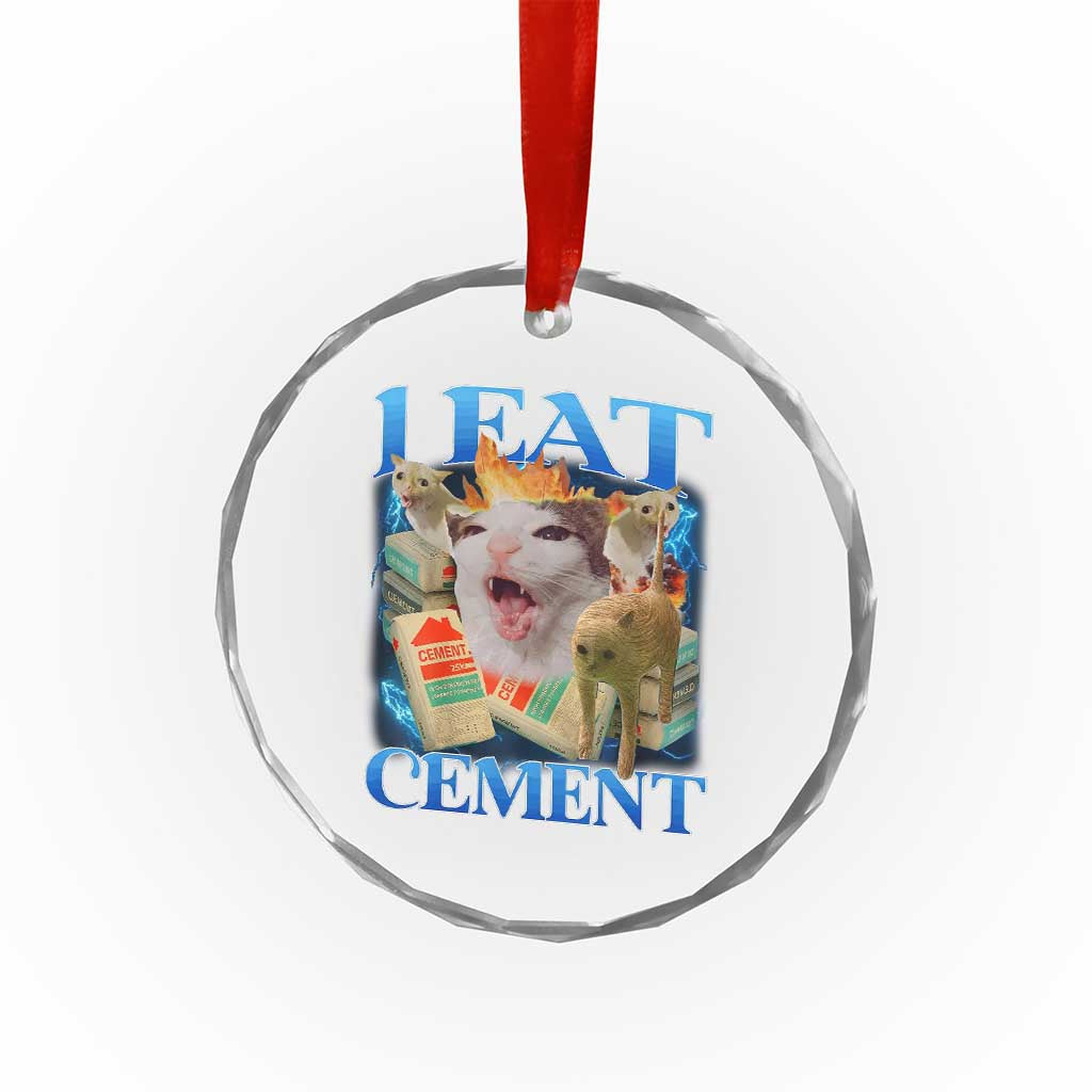 I Eat Cement Cursed Cat Crystal Glass Ornament Funny Cat Meme Ironic TS10 Print Your Wear