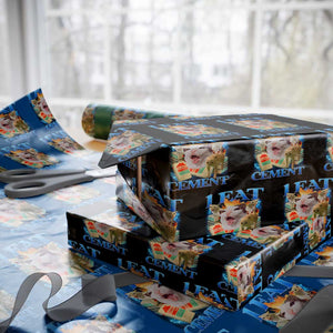 I Eat Cement Cursed Cat Wrapping Paper Roll Funny Cat Meme Ironic TS10 Black Print Your Wear