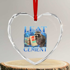 I Eat Cement Heart Crystal Glass Ornament Cursed Raccoon Funny Oddly Dank Meme Gen Z TS10 Transparent Glass 3'' Heart Print Your Wear