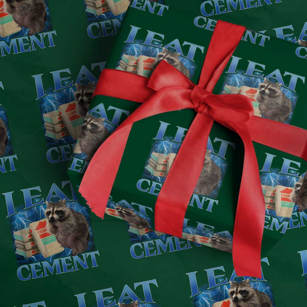 I Eat Cement Wrapping Paper Roll Cursed Raccoon Funny Oddly Dank Meme Gen Z TS10 Green Print Your Wear