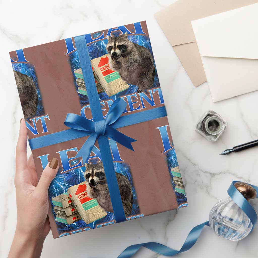 I Eat Cement Wrapping Paper Roll Cursed Raccoon Funny Oddly Dank Meme Gen Z TS10 Mocha Print Your Wear