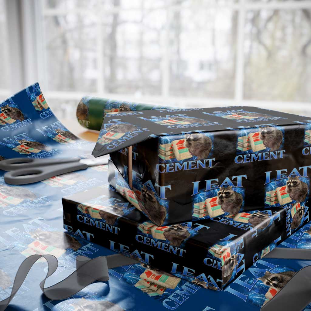 I Eat Cement Wrapping Paper Roll Cursed Raccoon Funny Oddly Dank Meme Gen Z TS10 Black Print Your Wear