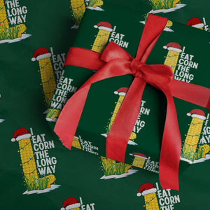 I Eat Corn The Long Way Wrapping Paper Roll Funny Corn Adult Humor Christmas TS14 Green Print Your Wear