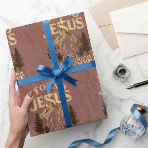 I Found Jesus Still Looking For Bigfoot Wrapping Paper Roll Funny Christian Sasquatch Vintage Mountain TS11 Mocha Print Your Wear