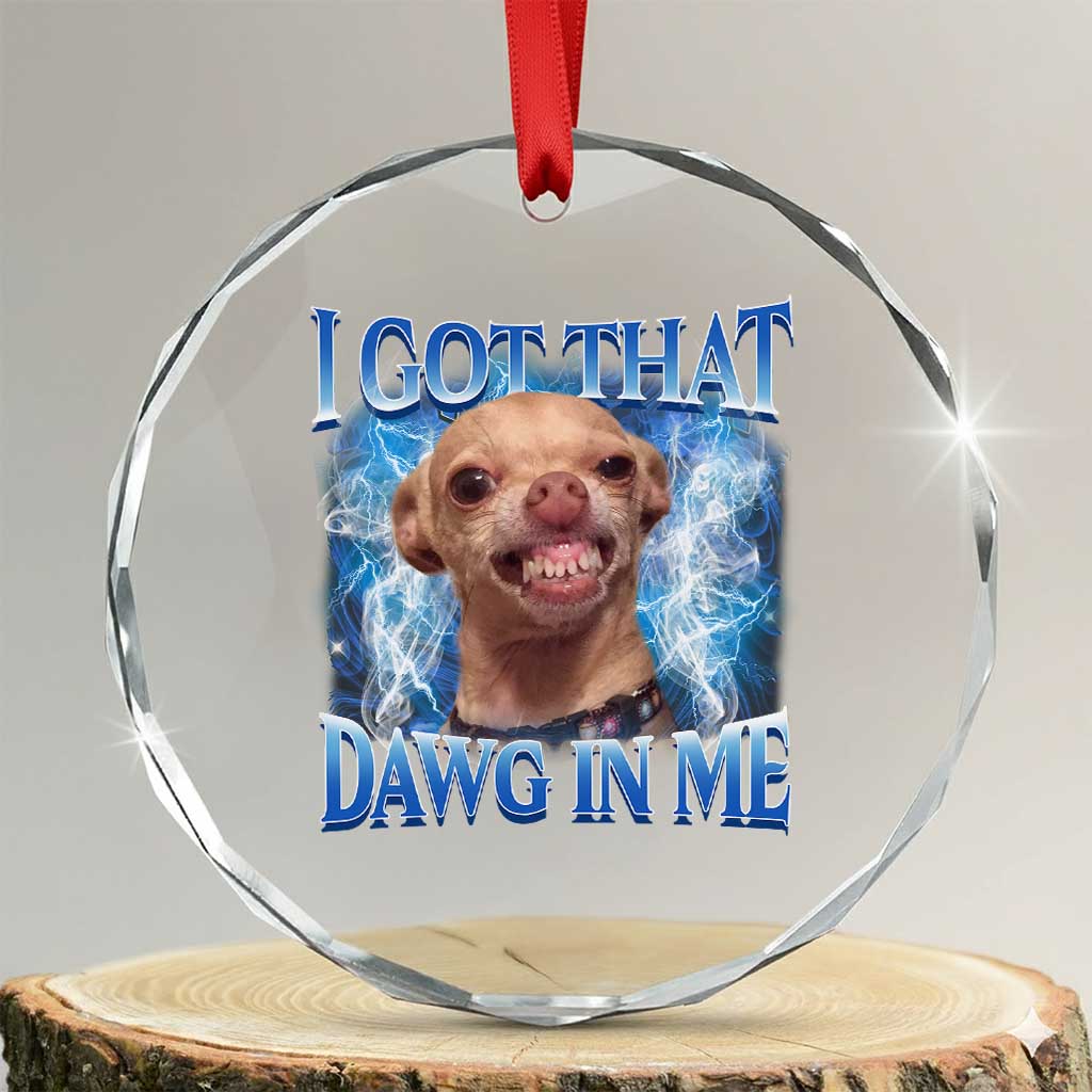 I Got That Dawg in Me Chihuahua Crystal Glass Ornament Funny Ironic Meme Viral Quote TS10 Transparent Glass 3'' Circle Print Your Wear